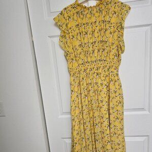 MELLODAY. Yellow. Floral. Tiered. Maxi. Ruffles. 100% Polyester. Size: XL.
